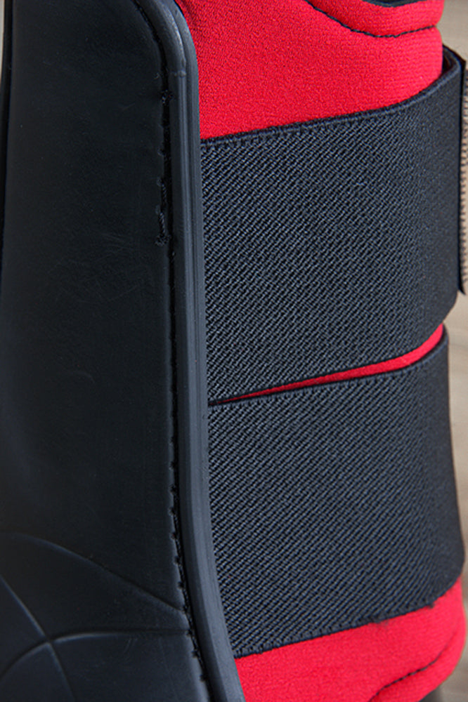 Large Hilason Western Horse Tack Protective Pvc Ankle Leg Boot Red &amp; Black
