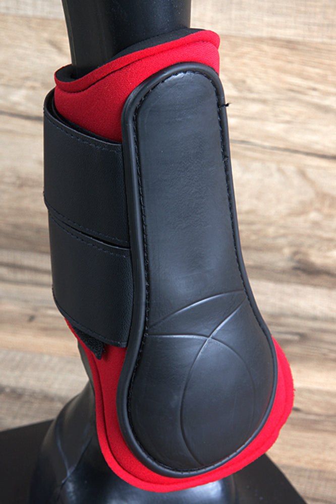Large Hilason Western Horse Tack Protective Pvc Ankle Leg Boot Red &amp; Black
