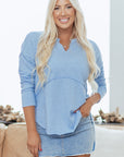 Kahlani Terry Raw Hem Long Sleeve Top