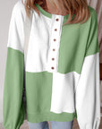 Colorblock Crewneck Henley Sweatshirt