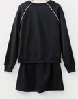 Patchwork Contrast Piping Pullover and Mini Skirt Set