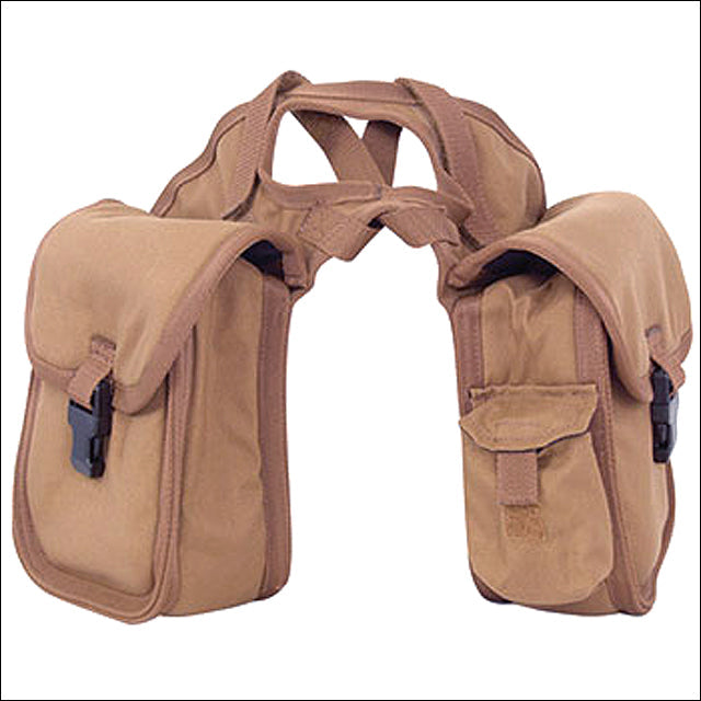 Small Classic Equine Horn Saddle Bag W/ Criss Cross Straps Brown