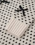 Bow Tie Ribbed Edge Crewneck Long Sleeve Sweater