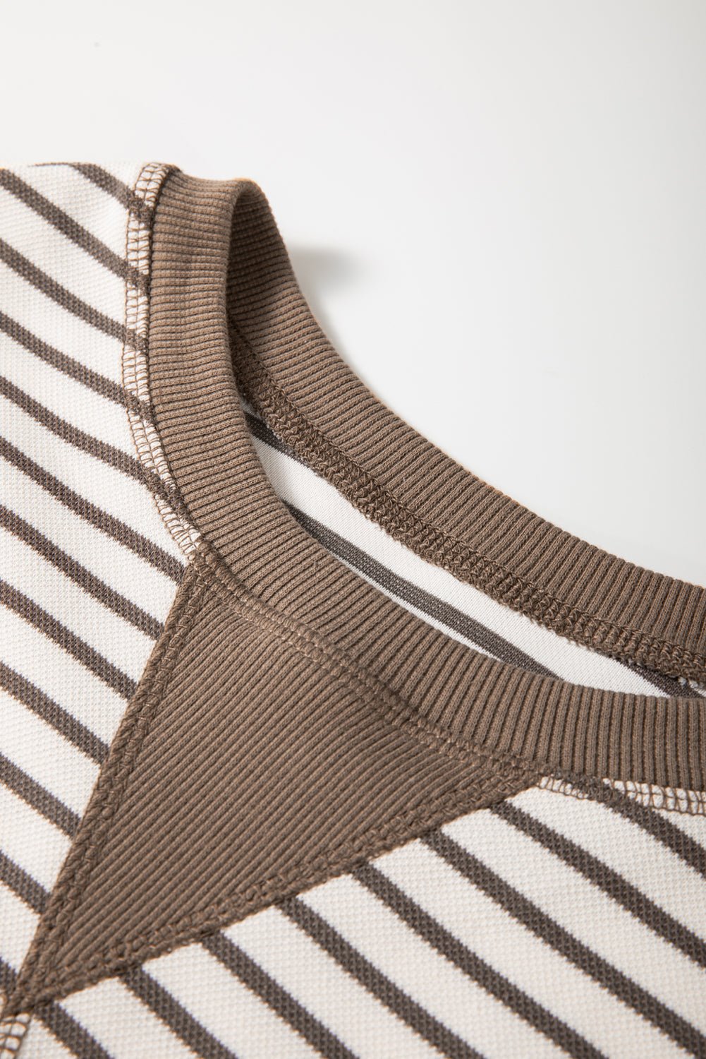 Stripe Contrast Detail Ruffle Short Sleeve Top