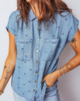 Star Denim Double Chest Pocket Short Sleeve Shirt