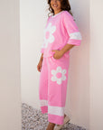 Floral Patchwork Raw Edge Top and Pant Set
