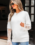 Samantha Lace Sleeve Two-piece Fuzzy Sweater