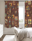 Vintage Cowboy Collage Western Curtains 52" x 63" Made in America
