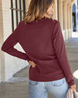 Judith Solid Exposed Seam Long Sleeve Top