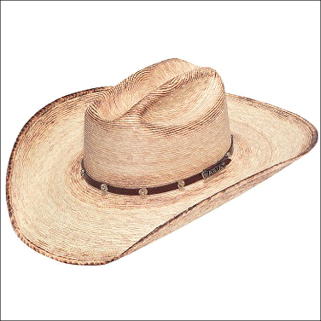 M&amp;F Western Cowboy Hats Ariat Fired Palm Leaf Leather Band Star Concho