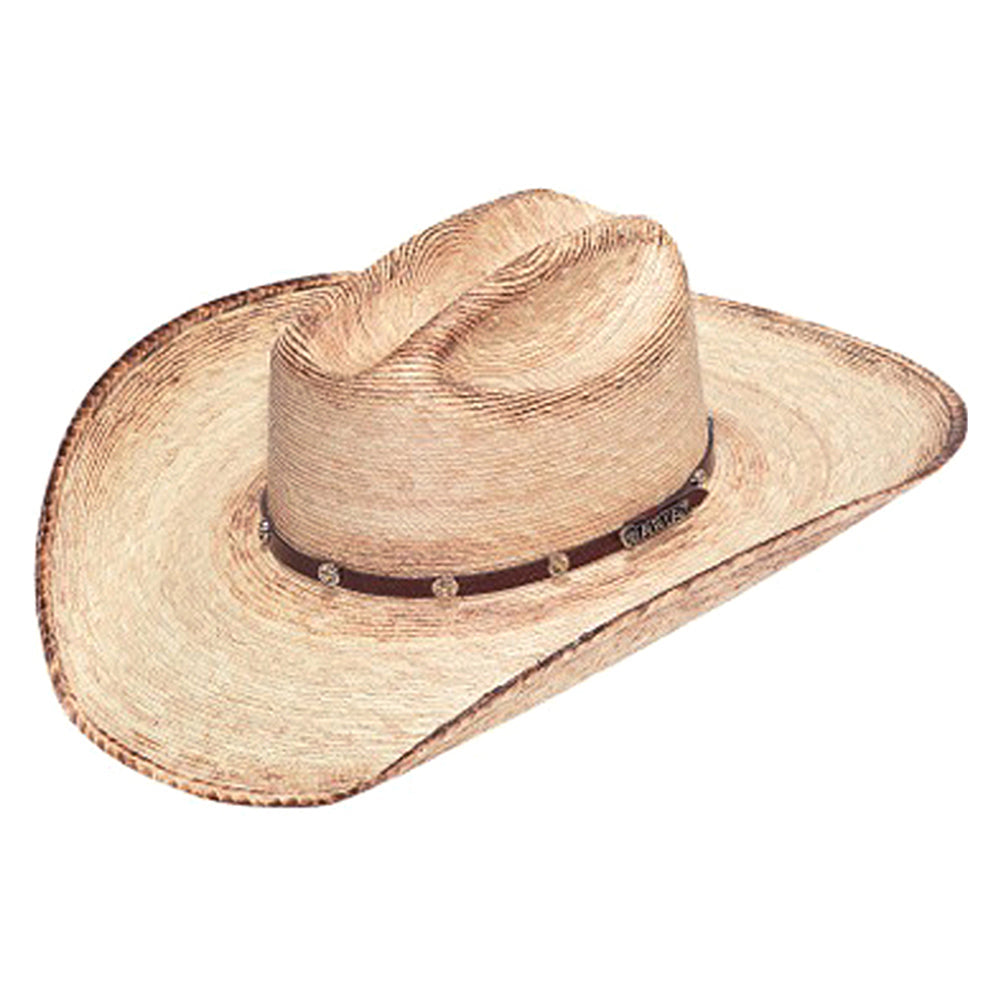 M&amp;F Western Cowboy Hats Ariat Fired Palm Leaf Leather Band Star Concho