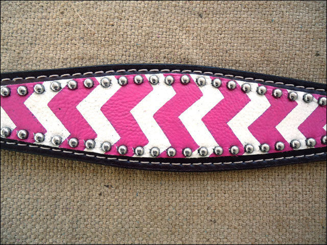 HILASON Western Horse Leather Headstall and Breast Collar Set Pink Zigzag| Headstall Bridle for Horses Western | Horse Headstall Bridle | Western Headstalls Bridle for Horses