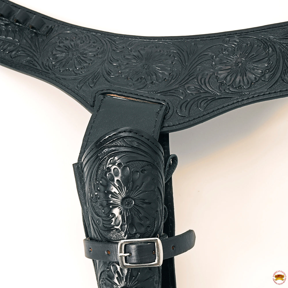 44 In Hilason Western Right Hand Gun Holster Rig 44/45 Cal Leather Cowboy