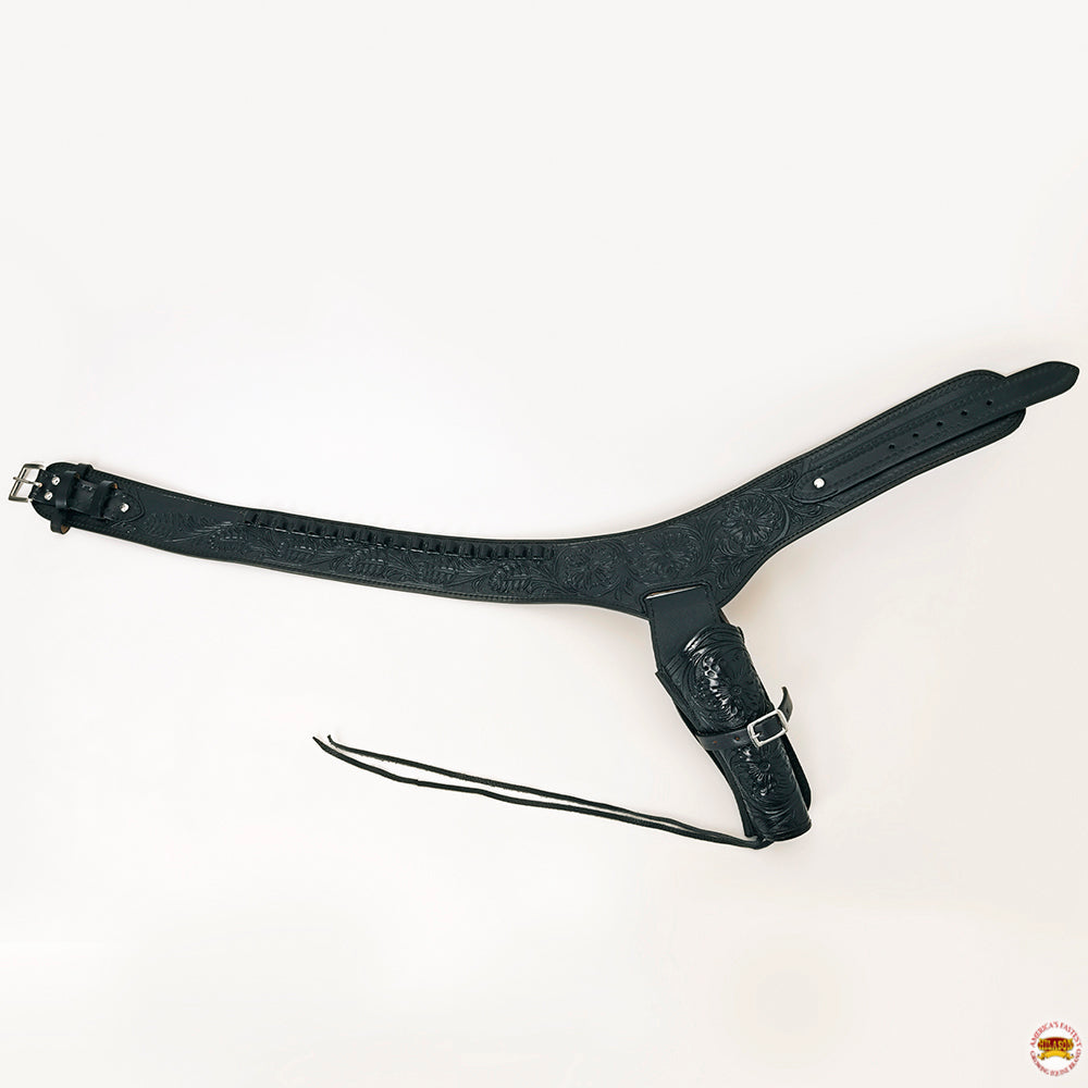 48 In Leather Gun Holster Hilason Western Right Hand Rig 44/45 Cal Cowboy