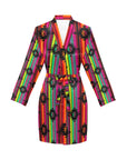 Neon Aztec Women's Long Sleeve Belted Satin Feel Dressing Lounge Robe