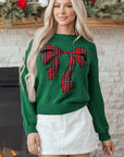 Monamara Bow Graphic Christmas Sweater