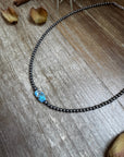 Golden Hill Turquoise Choker – Sterling Silver Pearls
