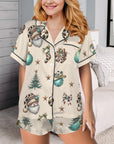 Baha Ranch Country Cow Print Christmas Satin Short Pajama Sets