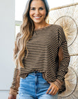 Stripe Thermal Knit Drop Shoulder Top