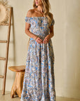 Boho Paisley Off-Shoulder Maxi Dress