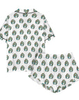 Baha Ranch Turquoise Naja White Satin Ruffle Pajama Set