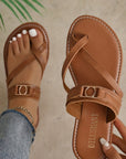 Everleigh Buckle Leathered Flat Slippers