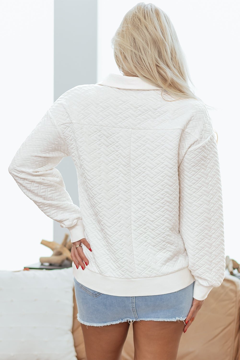 Raina Textured Collared Pullover