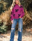 Lucy Bow Pattern Loose Sweater