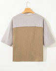 Flower Patch Exposed Seam 3/4 Sleeve T-Shirt