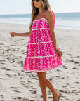 Floral Ric-Rac Tie Strap Sleeveless Mini Dress