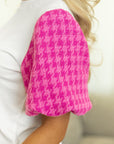 Aleena Contrast Tweed Puff Sleeve Top