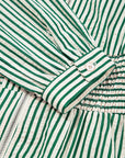 Stripe V-Neck Zip Front Midi Dress