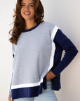 Stripe Colorblock Patchwork Dolman Sleeve Sweater