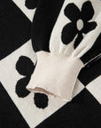 Flower Checker Henley Baggy Sweater