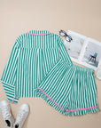 Stripe Ricrac Trim Shirt & Drawstring Shorts Set
