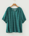Plus Size Boho Floral Boho Notch V-Neck Top
