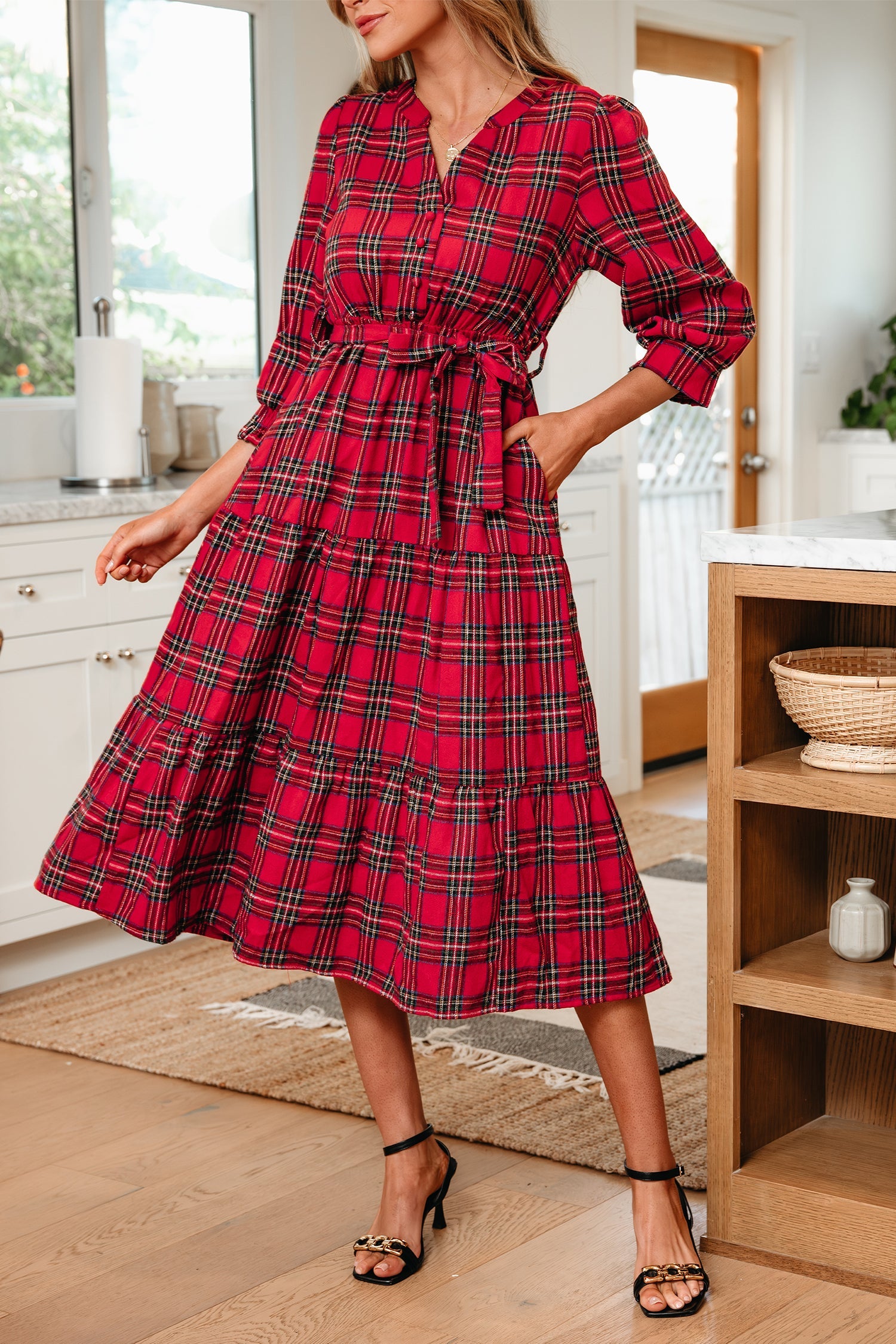 Della Ruffle Hem Long Dress