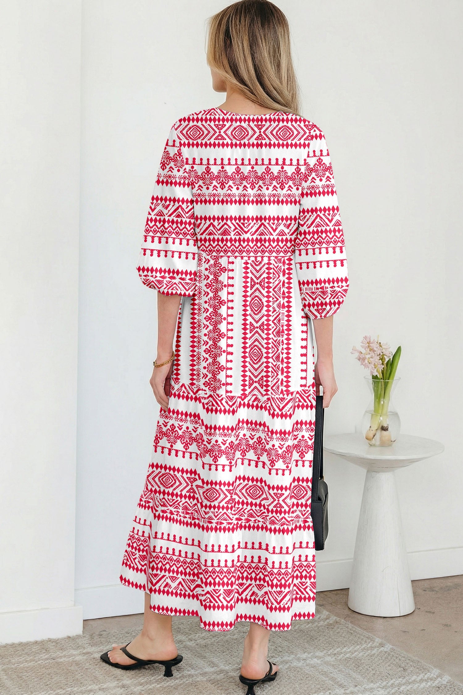 Boho 3/4 Sleeve Maxi Dress