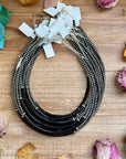 14” Black Onyx Heishi Necklace – Sterling Silver Pearls & Saucers