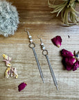 Chic dangle earrings with pink conch  & sterling silver pearls