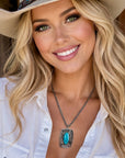 Square Fashion Turquoise Pendant Necklace