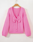 Bow Tie Backless Bubble Sleeve Sweater