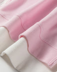 Pink Colorblock Patchwork Drop Shoulder Plus Size Sweatshirt
