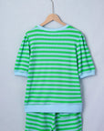 Stripe Puff Sleeve T-Shirt & Drawstring Shorts Set