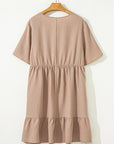 Plus Size Textured Ruffle Short Sleeve Dress