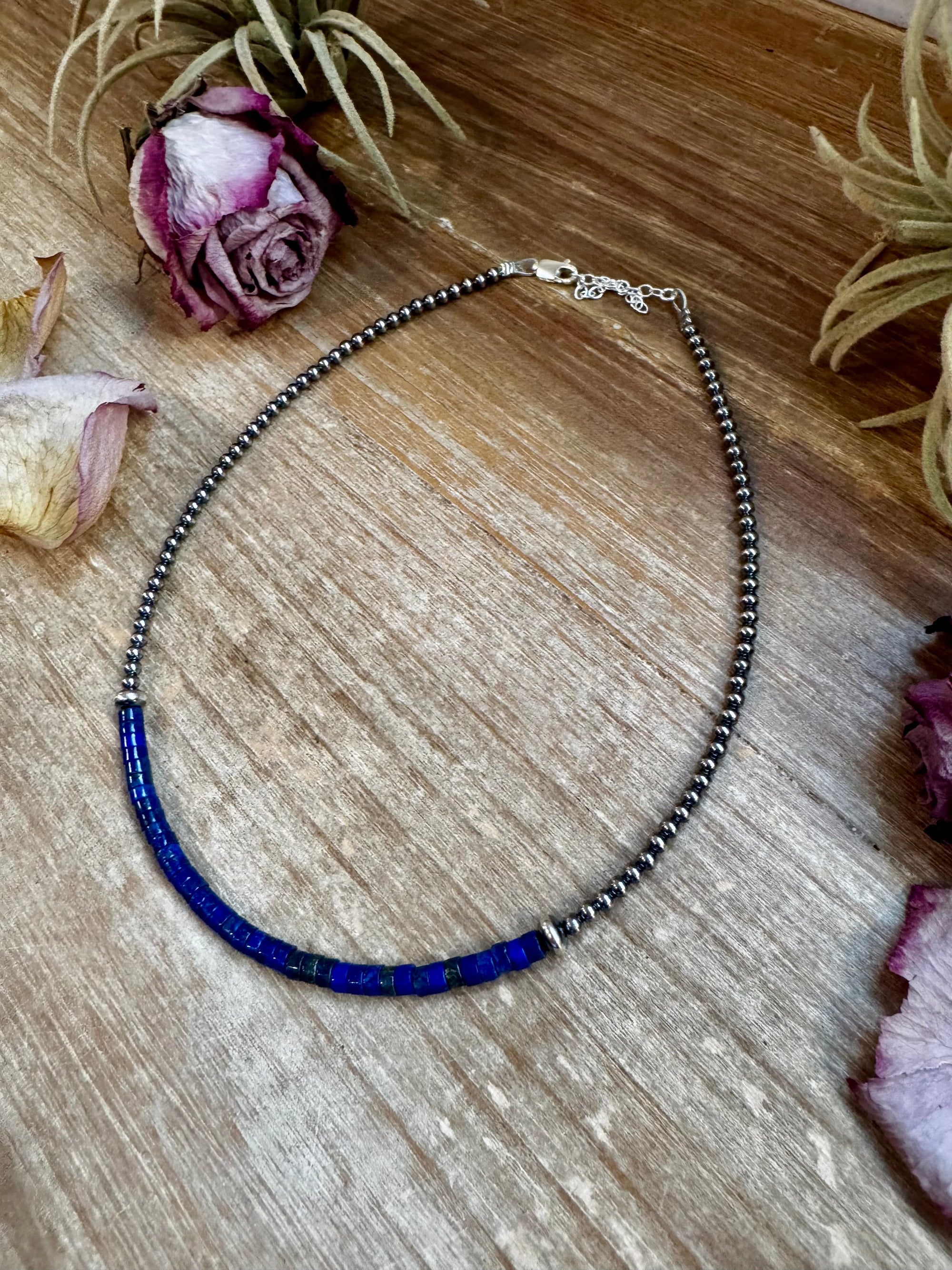 Lapis &amp; Sterling Silver Pearl Choker