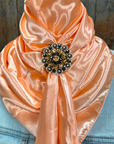 35X35" Solid Peach Wild Rag / Scarf WRS24 - Crystal Concho Wild Rag Slides - Assorted