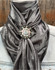 35X35" Solid Silver / Grey Wild Rag / Scarf WRS15 - Crystal Concho Wild Rag Slides - Assorted