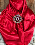 35X35" Solid Electric Red Wild Rag / Scarf WRS10 - Crystal Concho Wild Rag Slides - Assorted