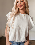 Cecelia Ruffled Flutter Sleeve Blouse
